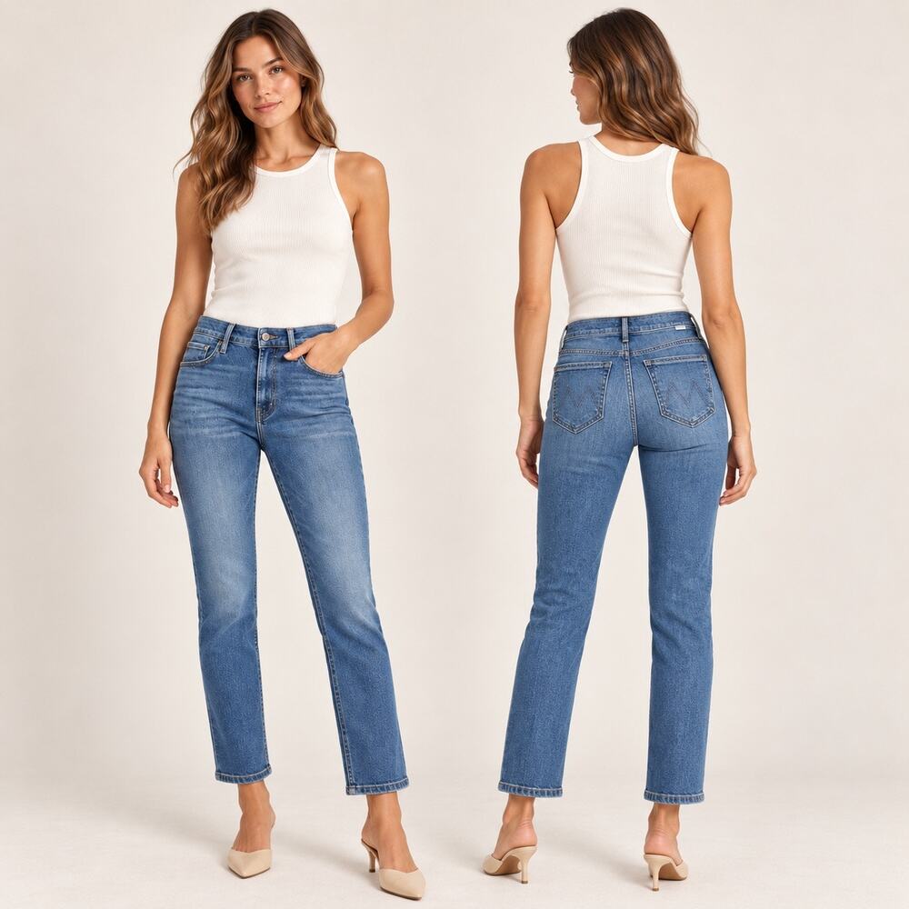 Straight Leg MOTHER The Mid Rise Dazzler Ankle Wish On A Star Luxury Jeans 25